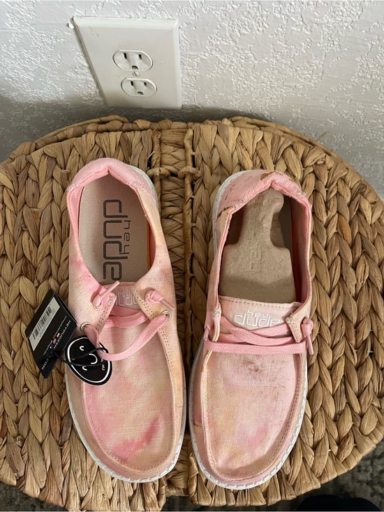 Hey Dude Shoes - Hey Dude Pink Tie-Dye Canvas Slip-On Sneakers